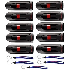 SanDisk Cruzer Glide 32GB (10 Pack) Cruzer USB 2.0 Flash Drive Jump Drive Pen Drive CZ60 Bundle with (5) Everything But Stromboli Lanyards