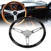 DAUERHAFT Retro Steering Wheel, 6 Hole 3 Spoke Riveted Wood