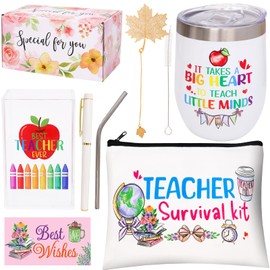 Teacher Appreciation Gifts Teacher 12oz Tumbler Gift Sets Women Teachers Appreciation Box Birthday Graduation Back to School Gifts for Teachers Classroom School Supplies