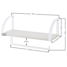 Farmhouse Wood Paper Towel Holder Under Cabinet Wall Mount Paper Towel Holder with Storage Shelf for Kitchen, Bathroom, Cabinets Shelf Storage Organizer