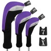 Andux 3pcs/Set Golf 460cc Driver Wood Club Head Covers Long