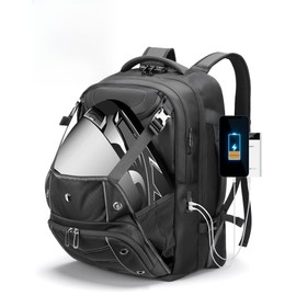 RoyalAnt Backpack with Wheels,55L Motorcycle Basketball Backpack Bag for Men Women,17.3inch Laptop Work Bag with USB Port,Carry On Luggage 20" for Casual Sports,Black