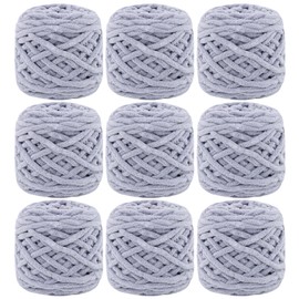 MESTOON Chunky Chenille Yarn 100g/3.05oz Thick Soft Velvet Yarn for Crocheting Hand Knitting Sweater Scarf Blankets DIY Craft(9,Grey)