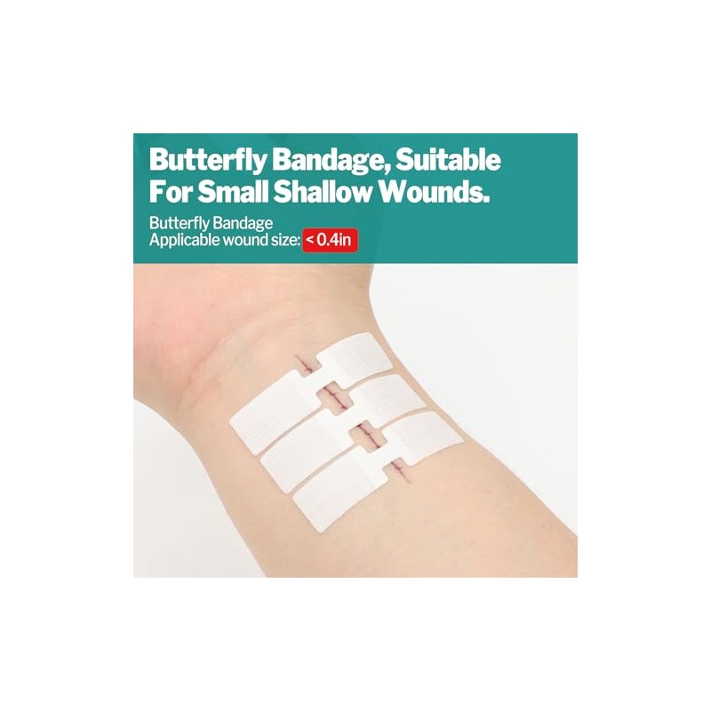 AZEN 28 Pack Wound Closure Strips, 3 Types Butterfly Bandages,