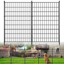 Decorative Garden Fence Animal Barrier: No Dig Dog Fence Outdoor for Yard 32" H x 23.6" W Per Panel Garden Fencing with Ground Stakes for Dog Containment, Backyard Safety, Patio Decor(10Panels)
