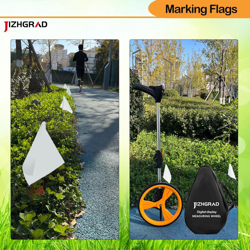 JIZHGRAD White Marking Flags, 15x4x5 Inch, 20 Pack Lawn Boundary