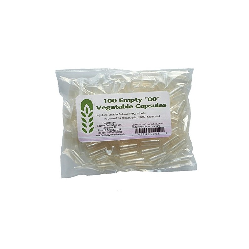 Capsule Connection 100 Bulk Empty Vegetable Capsules '00' Size, Vegan
