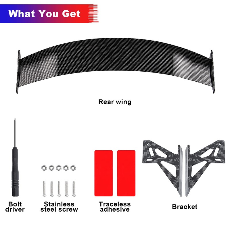 COGEEK Universal Mini Spoiler Wing Carbon Fiber Real Tail Spoiler