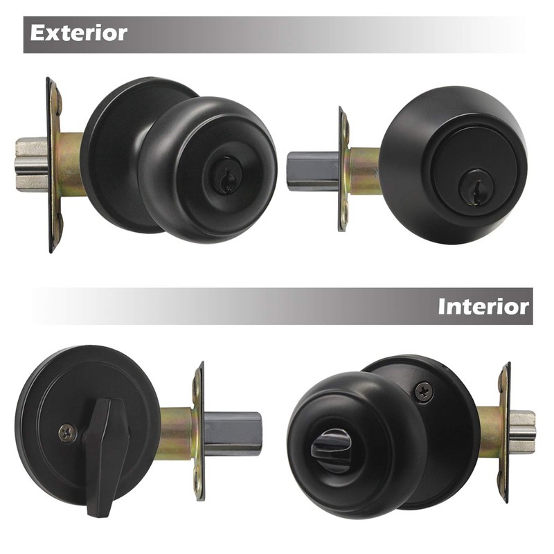 2 Sets Matte Black Keyed-Alike Door Levers and Single Cylinder