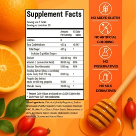 REACTONZ 5 in 1 Immune Booster Supplement with Vitamin C, Zinc, Manuka Honey, Rosehip & Propolis – Natural Orange Flavour Fizzy Drink for Daily Immune Support (20 Effervescent Tablets)