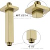 HOMYEP Gold Shower Arm with Flange, 4 Inch Square Extension