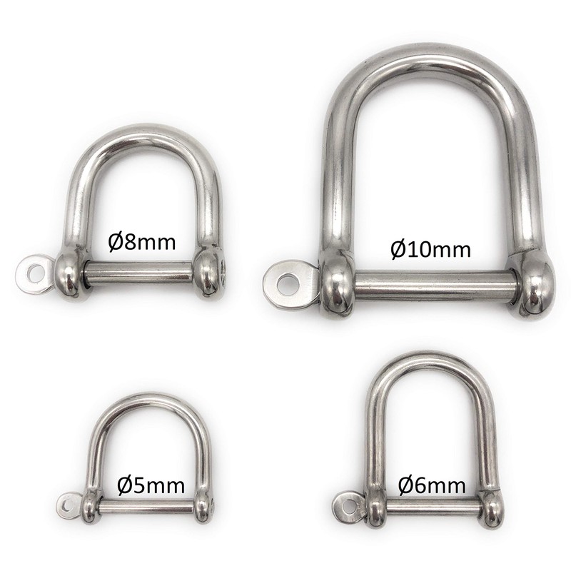 Stainless Steel Shackles Wide Shape Diameter 8 mm V4A A4