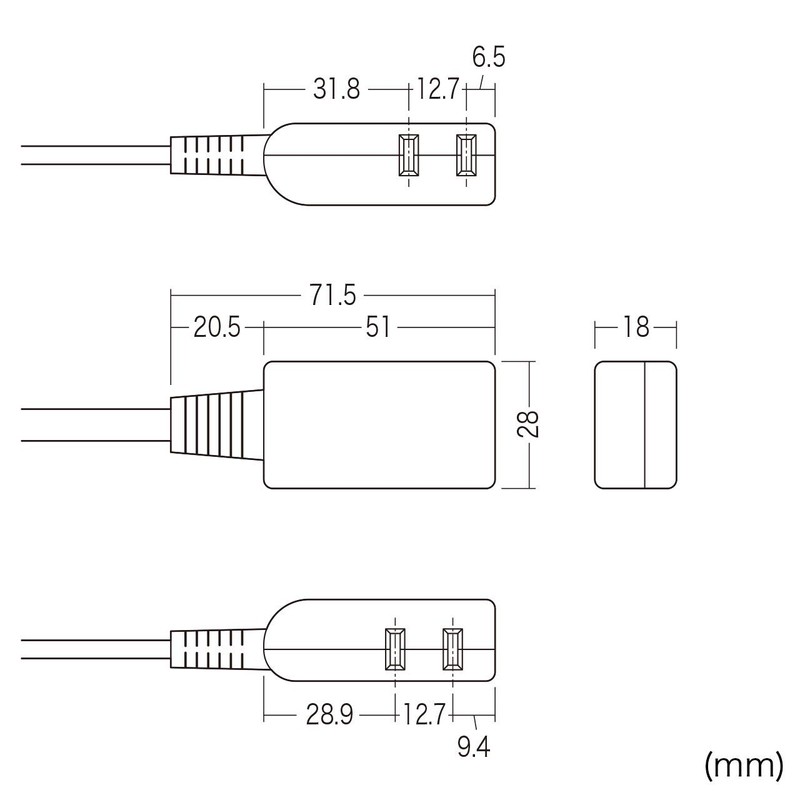 Sanwa Supply TAP-M602W Micro Tap 2-gang 0.2m Folding Swing Plug