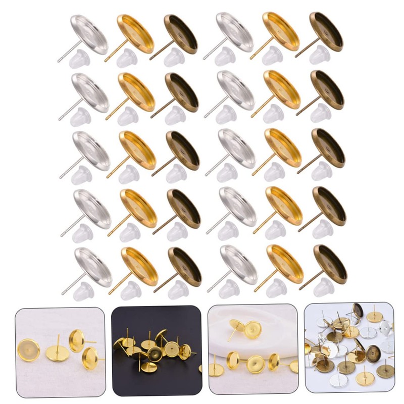 TEHAUX 150 Sets Earring Backs for Studs Gold Earring Bezel