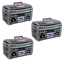 Beistle Inflatable Boom Box Coolers, 3 Pack, 16” x 24”, Each Holds Approx. 48 12 oz. Cans – 80's Party Decorations, Inflatable Cooler for Parties, Beverage Cooler, Music Themed Decorations