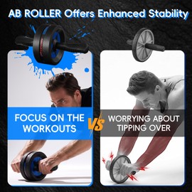 EnterSports Ab Roller Wheel for Abs Workout - Abdominal Exercise Equipment with 2 Knee Pads for Home Gym, Core Strength Training, Fitness Equipment for Men & Women (Blue)