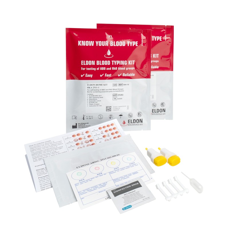 Eldoncard Blood Typing Kit, 2 Test Pack, Know Your Blood