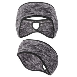 QKURT 2PCS Fleece Ponytail Headband, Lightweight Winter Headband Ear Muff Polar Sport Band for Women Running Yoga Skiing Outside Sport