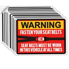 10 Pack Fasten Your Seat Belts Stickers Labels, Must Be Worn at All Times Safety Viny Labels,Caution/Notice/Warning/Reminder for Car Van Truck Taxi. 4×2.7 Inch