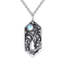 DAYLINLOVE Bunny Halskette für Frauen 925 Sterling Silber Kaninchen Mondstein Anhänger Halsketten Vintage Bunny Tierschmuck Geschenke für Frauen Männer Kaninchenliebhaber