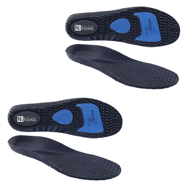 DALO Shock Absorbing Insoles [2 Pairs of 4 Pieces] 3D Insole, Arch Support, Unisex, Cut with Scissors, Size Adjustable, Odor-Resistant, Non-stuffy, Sports (9.4 inches (24 cm), Black)