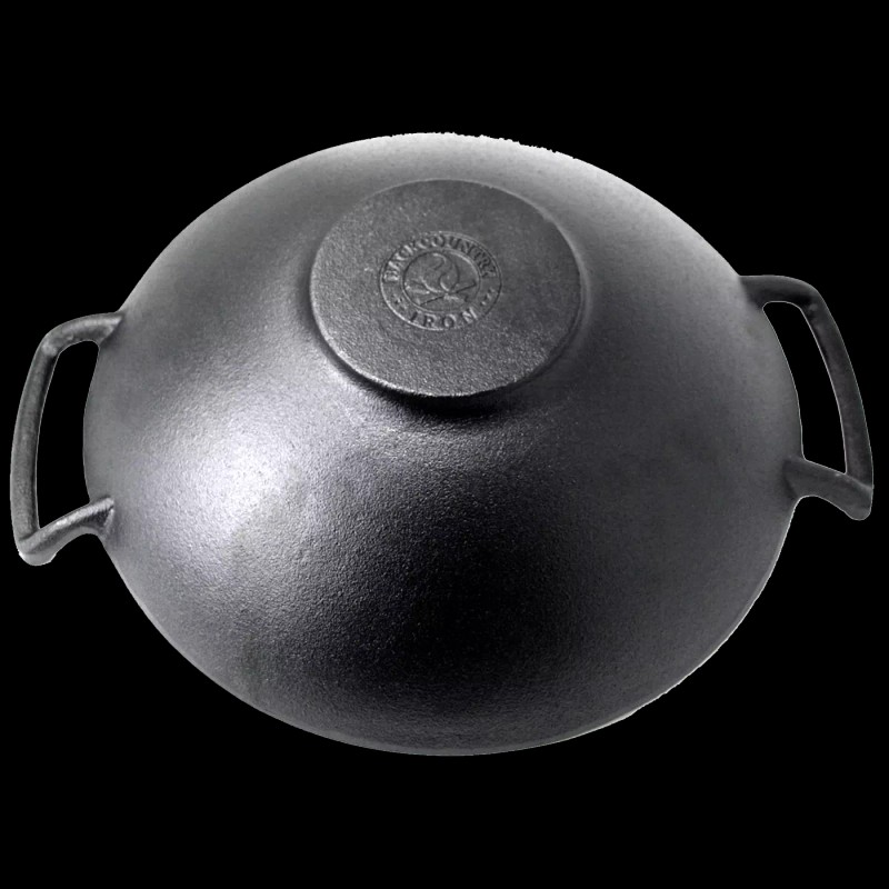 Backcountry Iron 14 inch Cast Iron Wok with Flat Base