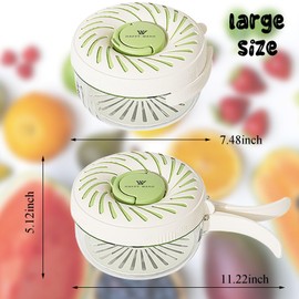 SEIHDHIK Large Multifunctional Fruit Washing Bowl Fruit Strainer Container with Lid Drain Basket with Foldable Handle for Washing Vegetables Rice Berry Kitchen Draining and Food Storage(Green)