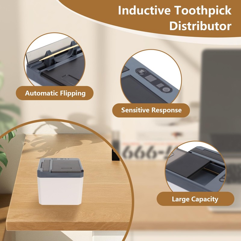 Luatoxry Automatic Toothpick Dispenser Holder, Intelligent Toothpicks Dispenser, ABS Smart