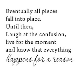 Glossy Black 22'' X 26'' Eventually All Pieces Fall into Place Inspirational Quotes and Saying Vinyl Wall Art Home Decor Decal Sticker