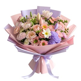 LeZakaa 20 Sheets Flower Wrapping Paper - Waterproof Reversible Floral Bouquet Paper - Pink and Purple Design for Valentine's Day, Mother's Day, Parties, Birthdays, Weddings, Baby Shower