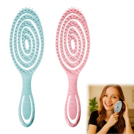Musiook 2PCS Detangle Hair Brush Set, Spiral Anti Tangle Hair Brush, Anti-Static Hairbrushes for Women, Men and Kids – Gentle on Wet or Dry Tousle, Ideal for All Tousle Types (Pink+Blue)