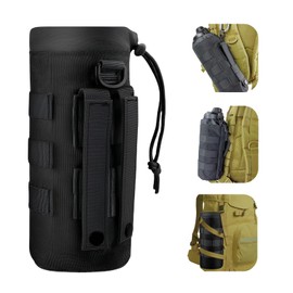 Yuqilin Tactical Bottle Holder, 1000D Nylon Molle Bottle Holder, Backpack, Bottle Holder, Belt, Leak-Proof Water Bottle Holder Belt, for Camping, Hiking, Outdoor Sports (Black)