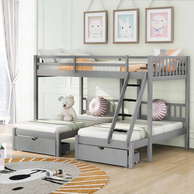 BTSKY 4Pcs Bunk Bed Ladder Pads with 8pcs Adjustable Hook