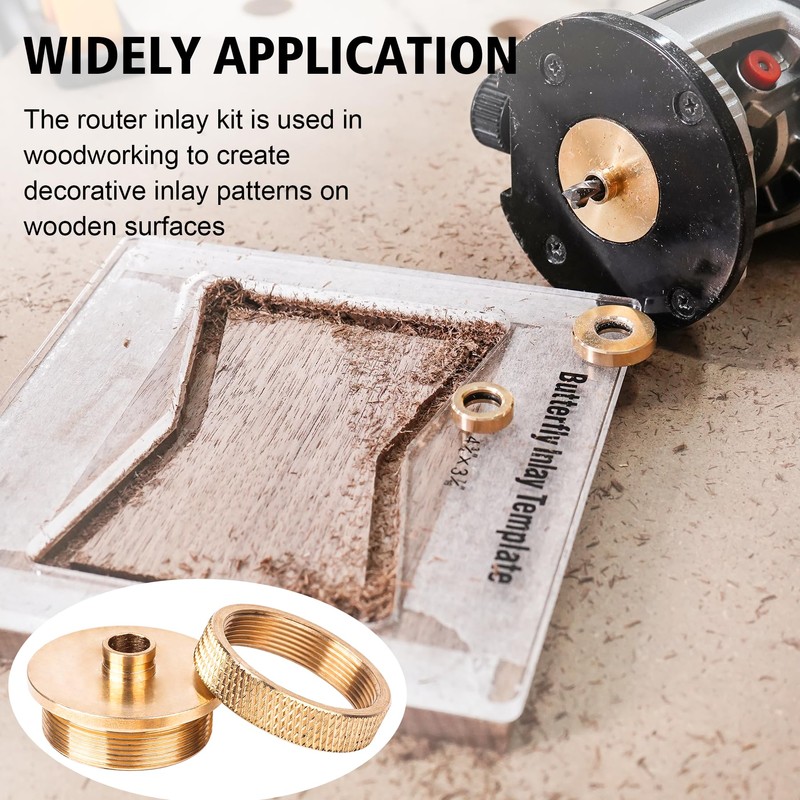 SpeTool Solid Brass Router Inlay Kit, 2pcs 1/4 Shank Spiral