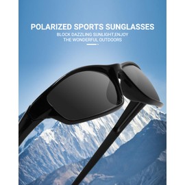 TERAISE Polarized Sports Sunglasses for Men Women,Windproof Motorcycle Riding Glasses UV400 Protection,Wrap Around Sun Glasses, Outdoor Activities Shades for Driving,Fishing,Running,Hiking(Black)