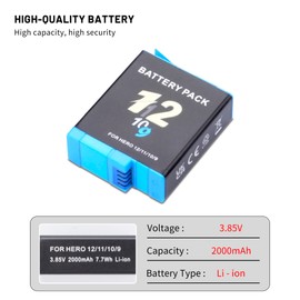 2-Pack Hero 12 11 10 9 Batteries with 3 Channel Charging Station