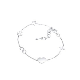 Elli Women's Bracelet Cross Heart Infinity Anchor Star Pendant in 925 Sterling Silver, Facet cut, No Gemstone