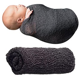 BabyMoon Baby Photography Props Stretch Without Wrinkle, Anti-Pilling, Breathable Blanket Swaddle Wrap (1 Count (Pack of 1) Grey)