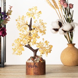 XIANNVXI Citrine Crystal Tree Money Tree Yellow Citrine Tree of Life Yellow Ornaments FengShui Yellow Decor Living Room Decor Good Luck Gifts