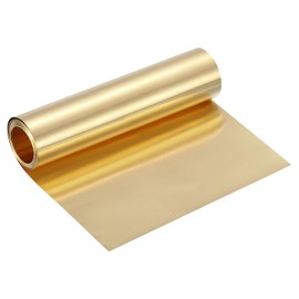 sourcing map Brass Sheet Roll, 0.1 x 150 x 2500mm(TxWxL) Metal Flashing Brass Foil Roll for Crafting, Electrical DIY Projects Repairs, Gold