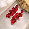 Flyonce Long Acrylic Rose Petal Drop Dangle Earrings, Red Flower