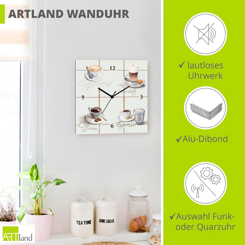 ARTLAND T9RA Wall Clock without Ticking Noises Aluminium Radio-Controlled Clock