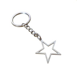 Silver Hollow Star Keychain Pendant Keyring Long Distance Friendship Jewelry for Men Women