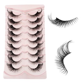 Yasnai Cat Eye Lashes Fluffy False Eyelashes Volume Lashes Wispy Fake Lashes Natural Eyelashes Strip Lashes 9 Pairs Pack 9D