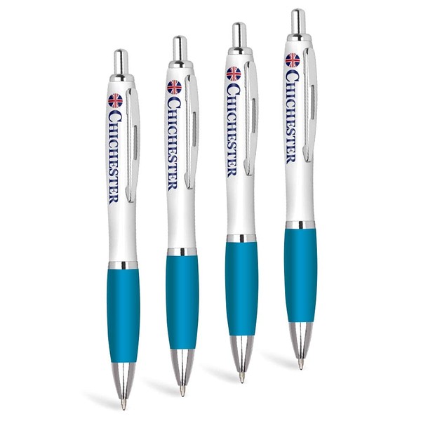 Set of 4 Aqua Ballpoint Pen - CHICHESTER City England