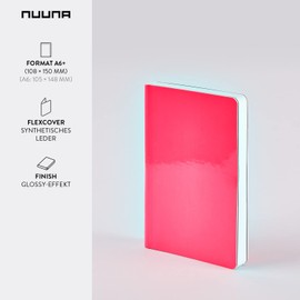 nuuna Notebook A6 | Candy S - Neon Pink | Dotted Journal | 2.5 mm Dot Grid | 176 Numbered Pages | 120 g Premium Paper | Glossy | Sustainably Produced in Germany
