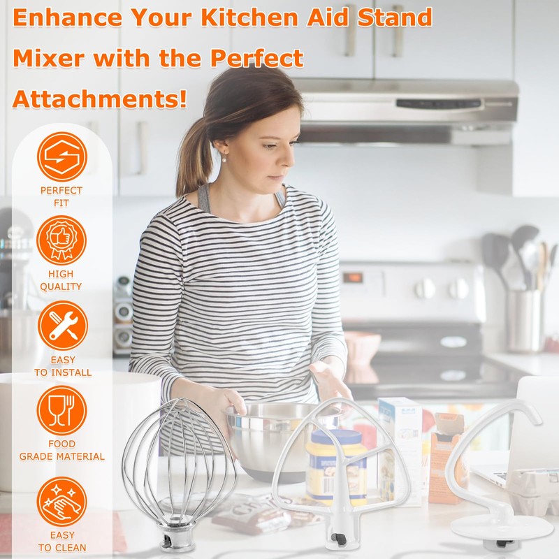 Stand Mixer Attachments 3-Piece Kit -Replace for Kitche.n aid Accessories