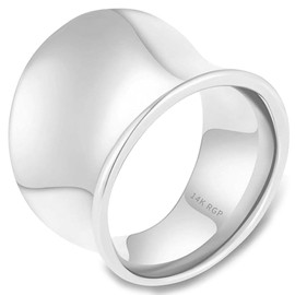 Embolden Jewelry Wide Band Ring for Women | Sculptural Statement Rings| Rhodium Plated Polish Large Thumb Index Full Finger Rinds (Size 5)