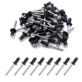 BESTYCHAO 100pcs 6.4mm x 12.7mm Large Aluminium Blind Rivet, Open End Rivet Pop Rivet, Pack of 100 (Black)