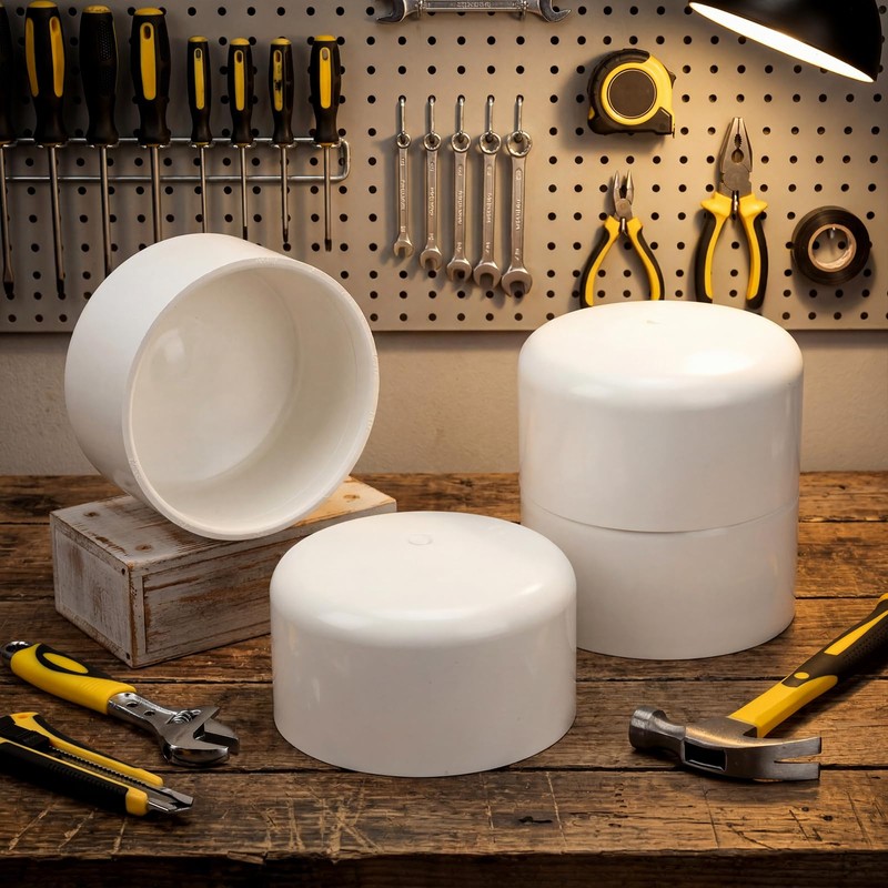 8 Pcs 6 Inch PVC End Cap Round, Schedule 40